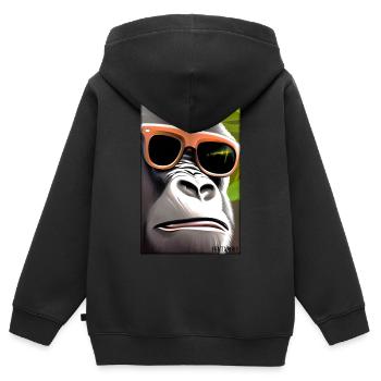 Gorilla Sunglasses Wildlife Forest Animals Wildlife - Kids Premium Organic Zip-up Hoodie - black - Back - AI Model Kid Male (0cm)