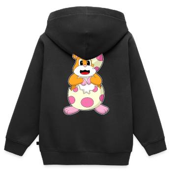 Hamster Eierschale  - Kinder Premium Organic Zip Hoodie - Schwarz - Hinten - AI Model Kid Male (0cm)
