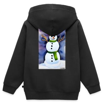 Schneemann Schnee Winter Weihnachten Advent - Kinder Premium Organic Zip Hoodie - Schwarz - Hinten - AI Model Kid Male (0cm)