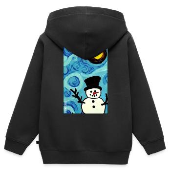 Schneemann Schnee Winter Weihnachten Advent - Kinder Premium Organic Zip Hoodie - Schwarz - Hinten - AI Model Kid Male (0cm)