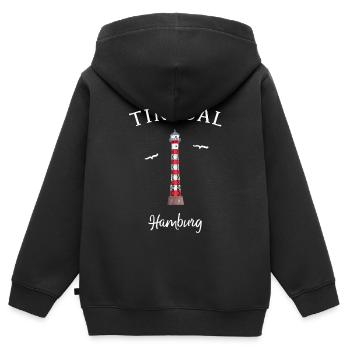 Hamburg Rissen, Leuchtturm Tinsdal - Kinder Premium Organic Zip Hoodie - Schwarz - Hinten - AI Model Kid Male (0cm)