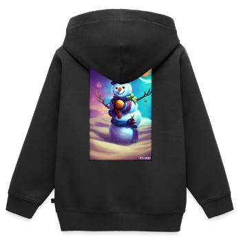 Schneemann Schnee Winter Weihnachten Advent - Kinder Premium Organic Zip Hoodie - Schwarz - Hinten - AI Model Kid Male (0cm)