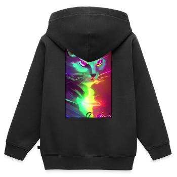 Space Cyber Cat Future Pet Cat Love - Sweat Premium à capuche zippé enfant bio - noir - Dos - AI Model Kid Male (0cm)