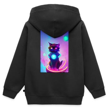 Space Cyber Cat Future Pet Cat Love - Sweat Premium à capuche zippé enfant bio - noir - Dos - AI Model Kid Male (0cm)