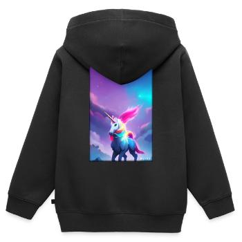 Einhorn Regenbogen Magie Märchen Fabeltier - Kinder Premium Organic Zip Hoodie - Schwarz - Hinten - AI Model Kid Male (0cm)
