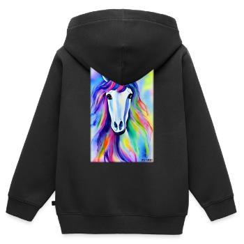 Einhorn Regenbogen Magie Märchen Fabeltier - Kinder Premium Organic Zip Hoodie - Schwarz - Hinten - AI Model Kid Male (0cm)