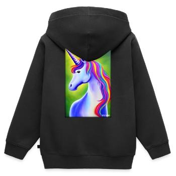 Einhorn Regenbogen Magie Märchen Fabeltier - Kinder Premium Organic Zip Hoodie - Schwarz - Hinten - AI Model Kid Male (0cm)