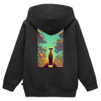 Suricates Zoo Animaux Nature Faune Surikate Zoo - Sweat Premium à capuche zippé enfant bio - noir - Dos - AI Model Kid Male (0cm)