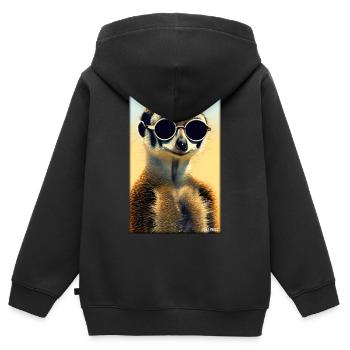 Suricates Zoo Animaux Nature Faune Surikate Zoo - Sweat Premium à capuche zippé enfant bio - noir - Dos - AI Model Kid Male (0cm)