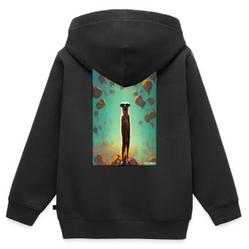 Suricates Zoo Animaux Nature Faune Surikate Zoo - Sweat Premium à capuche zippé enfant bio - noir - Dos - AI Model Kid Male (0cm)