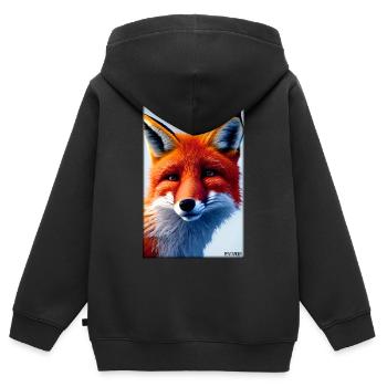 Fuchs Tierwelt Waldtier Tiere Wildnis - Kinder Premium Organic Zip Hoodie - Schwarz - Hinten - AI Model Kid Male (0cm)