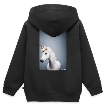 Einhorn Regenbogen Magie Märchen Fabeltier - Kinder Premium Organic Zip Hoodie - Schwarz - Hinten - AI Model Kid Male (0cm)