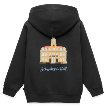 Schwäbisch Hall, barockes Rathaus, Süddeutschland - Kinder Premium Organic Zip Hoodie - Schwarz - Hinten - AI Model Kid Male (0cm)