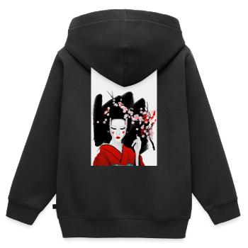 Blutige Geisha - Kinder Premium Organic Zip Hoodie - Schwarz - Hinten - AI Model Kid Male (0cm)