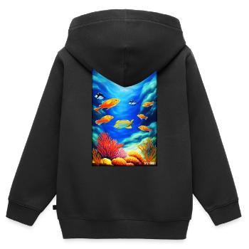 Meeresleben Unterwasserwelt Fische Meerestier See - Kinder Premium Organic Zip Hoodie - Schwarz - Hinten - AI Model Kid Male (0cm)