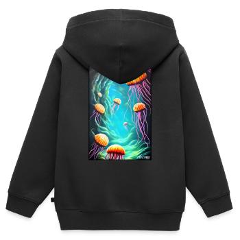 Meeresleben Unterwasserwelt Fische Meerestier See - Kinder Premium Organic Zip Hoodie - Schwarz - Hinten - AI Model Kid Male (0cm)