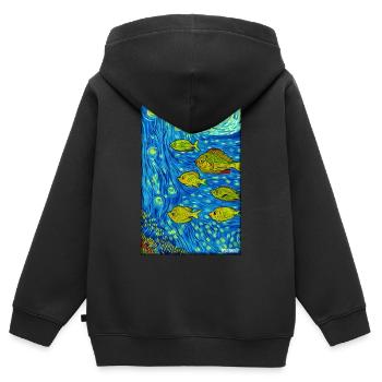 Meeresleben Unterwasserwelt Fische Meerestier See - Kinder Premium Organic Zip Hoodie - Schwarz - Hinten - AI Model Kid Male (0cm)