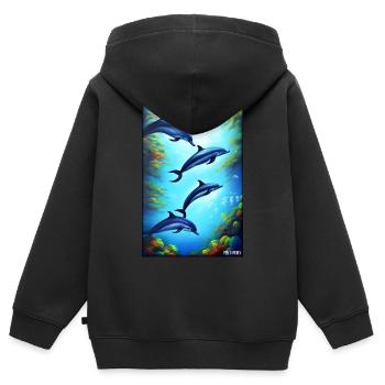 Meeresleben Unterwasserwelt Fische Meerestier See - Kinder Premium Organic Zip Hoodie - Schwarz - Hinten - AI Model Kid Male (0cm)