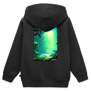 Meeresleben Unterwasserwelt Fische Meerestier See - Kinder Premium Organic Zip Hoodie - Schwarz - Hinten - AI Model Kid Male (0cm)