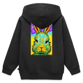 Hase Osterhase Ostern Haustier Osterfest Feiertag - Kinder Premium Organic Zip Hoodie - Schwarz - Hinten - AI Model Kid Male (0cm)