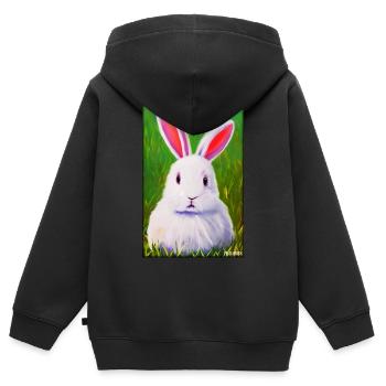 Hase Osterhase Ostern Haustier Osterfest Feiertag - Kinder Premium Organic Zip Hoodie - Schwarz - Hinten - AI Model Kid Male (0cm)
