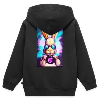 Pâques Pâques Cyber Future Sci-Fi Animal - Sweat Premium à capuche zippé enfant bio - noir - Dos - AI Model Kid Male (0cm)