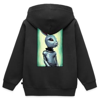 Pâques Pâques Cyber Future Sci-Fi Animal - Sweat Premium à capuche zippé enfant bio - noir - Dos - AI Model Kid Male (0cm)