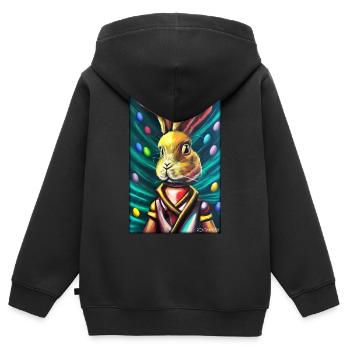 Pâques Pâques Cyber Future Sci-Fi Animal - Sweat Premium à capuche zippé enfant bio - noir - Dos - AI Model Kid Male (0cm)