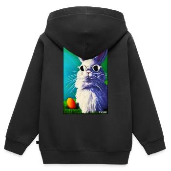 Pâques Lunettes de soleil lapin Pâques Pâques Fête - Sweat Premium à capuche zippé enfant bio - noir - Dos - AI Model Kid Male (0cm)