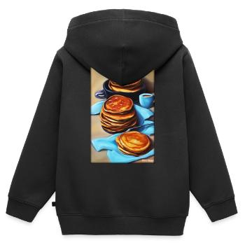 Pfannkuchen Frühstück Lecker Essen Backen Speise - Kinder Premium Organic Zip Hoodie - Schwarz - Hinten - AI Model Kid Male (0cm)