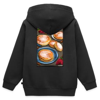 Pfannkuchen Frühstück Lecker Essen Backen Speise - Kinder Premium Organic Zip Hoodie - Schwarz - Hinten - AI Model Kid Male (0cm)