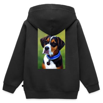 Hunde Bild - Kinder Premium Organic Zip Hoodie - Schwarz - Hinten - AI Model Kid Male (0cm)