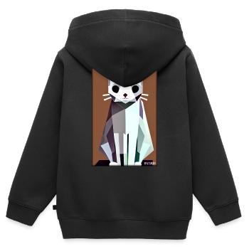 Katze Kater Polygon Tier Stubentiger Haustier - Kinder Premium Organic Zip Hoodie - Schwarz - Hinten - AI Model Kid Male (0cm)