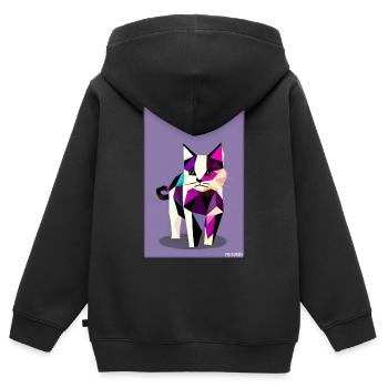 Katze Kater Polygon Tier Stubentiger Haustier - Kinder Premium Organic Zip Hoodie - Schwarz - Hinten - AI Model Kid Male (0cm)