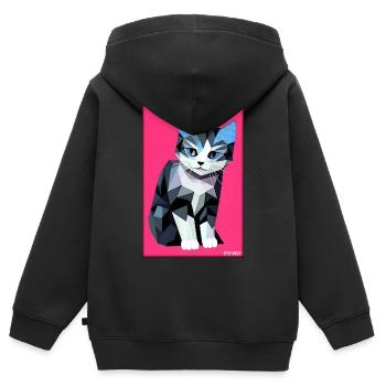 Katze Kater Polygon Tier Stubentiger Haustier - Kinder Premium Organic Zip Hoodie - Schwarz - Hinten - AI Model Kid Male (0cm)