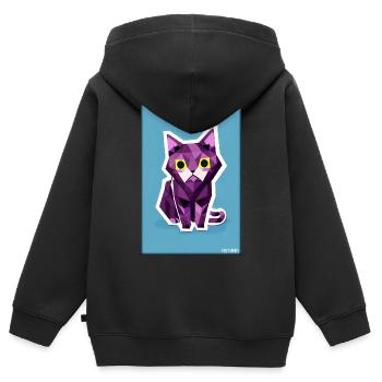 Katze Kater Polygon Tier Stubentiger Haustier - Kinder Premium Organic Zip Hoodie - Schwarz - Hinten - AI Model Kid Male (0cm)