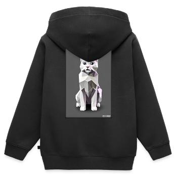 Katze Kater Polygon Tier Stubentiger Haustier - Kinder Premium Organic Zip Hoodie - Schwarz - Hinten - AI Model Kid Male (0cm)
