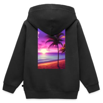 Caraïbes Palm Beach - Sweat Premium à capuche zippé enfant bio - noir - Dos - AI Model Kid Male (0cm)