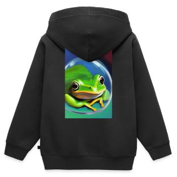 Grenouille dans une bulle - Sweat Premium à capuche zippé enfant bio - noir - Dos - AI Model Kid Male (0cm)