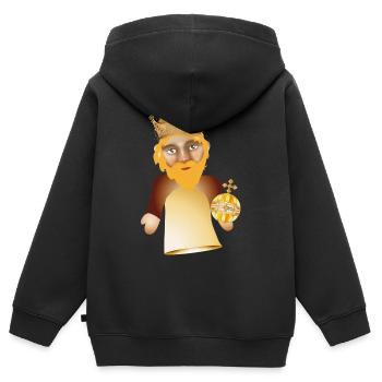 Der König mit Krone als Puppen Theater Figur - Kinder Premium Organic Zip Hoodie - Schwarz - Hinten - AI Model Kid Male (0cm)