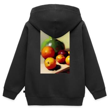 Fruit - Sweat Premium à capuche zippé enfant bio - noir - Dos - AI Model Kid Male (0cm)