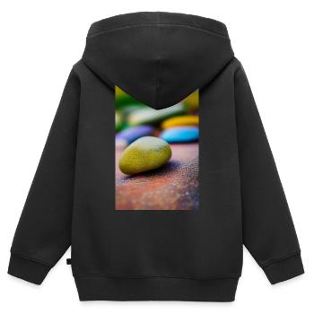 Bunte Steine - Kinder Premium Organic Zip Hoodie - Schwarz - Hinten - AI Model Kid Male (0cm)