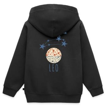 La constellation du Lion - Sweat Premium à capuche zippé enfant bio - noir - Dos - AI Model Kid Male (0cm)