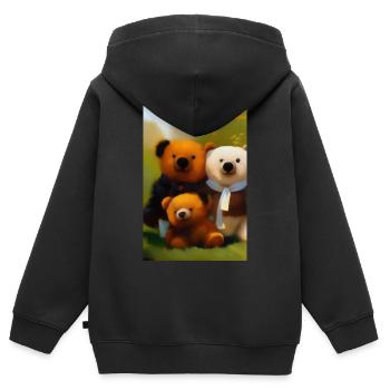 Teddybär - Kinder Premium Organic Zip Hoodie - Schwarz - Hinten - AI Model Kid Male (0cm)