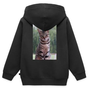 Katze Kätzchen - Kinder Premium Organic Zip Hoodie - Schwarz - Hinten - AI Model Kid Male (0cm)