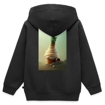 Eiscreme - Kinder Premium Organic Zip Hoodie - Schwarz - Hinten - AI Model Kid Male (0cm)