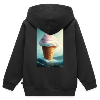 Eiscreme - Kinder Premium Organic Zip Hoodie - Schwarz - Hinten - AI Model Kid Male (0cm)