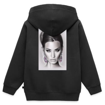 Woman with earring - Kids Premium Organic Zip-up Hoodie - black - Back - AI Model Kid Male (0cm)