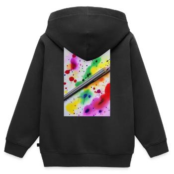 Éclaboussures de peinture - Sweat Premium à capuche zippé enfant bio - noir - Dos - AI Model Kid Male (0cm)