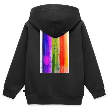 Éclaboussures de peinture - Sweat Premium à capuche zippé enfant bio - noir - Dos - AI Model Kid Male (0cm)